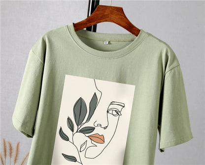 Gothic Graphic T Shirt Women 2023 Summer New Oversized Cotton Tees Casual Aesthetic Character Printed O Neck Tops
