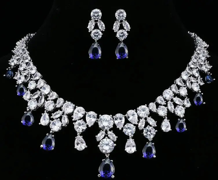 Jewelry Set For Woman Long Necklace Pendant Crystal Earrings Wedding Beads Fashion Jewelry Gift