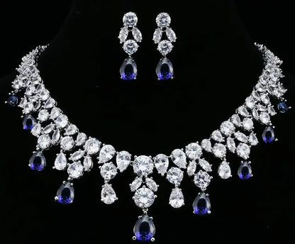 Jewelry Set For Woman Long Necklace Pendant Crystal Earrings Wedding Beads Fashion Jewelry Gift