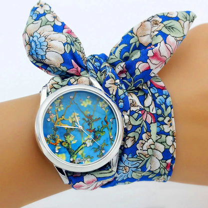 New Ladies Cloth Wristwatch Fashion Women Dress Watch High Quality Silver  Quartz Watch Sweet Girls Watch Fabric Clock