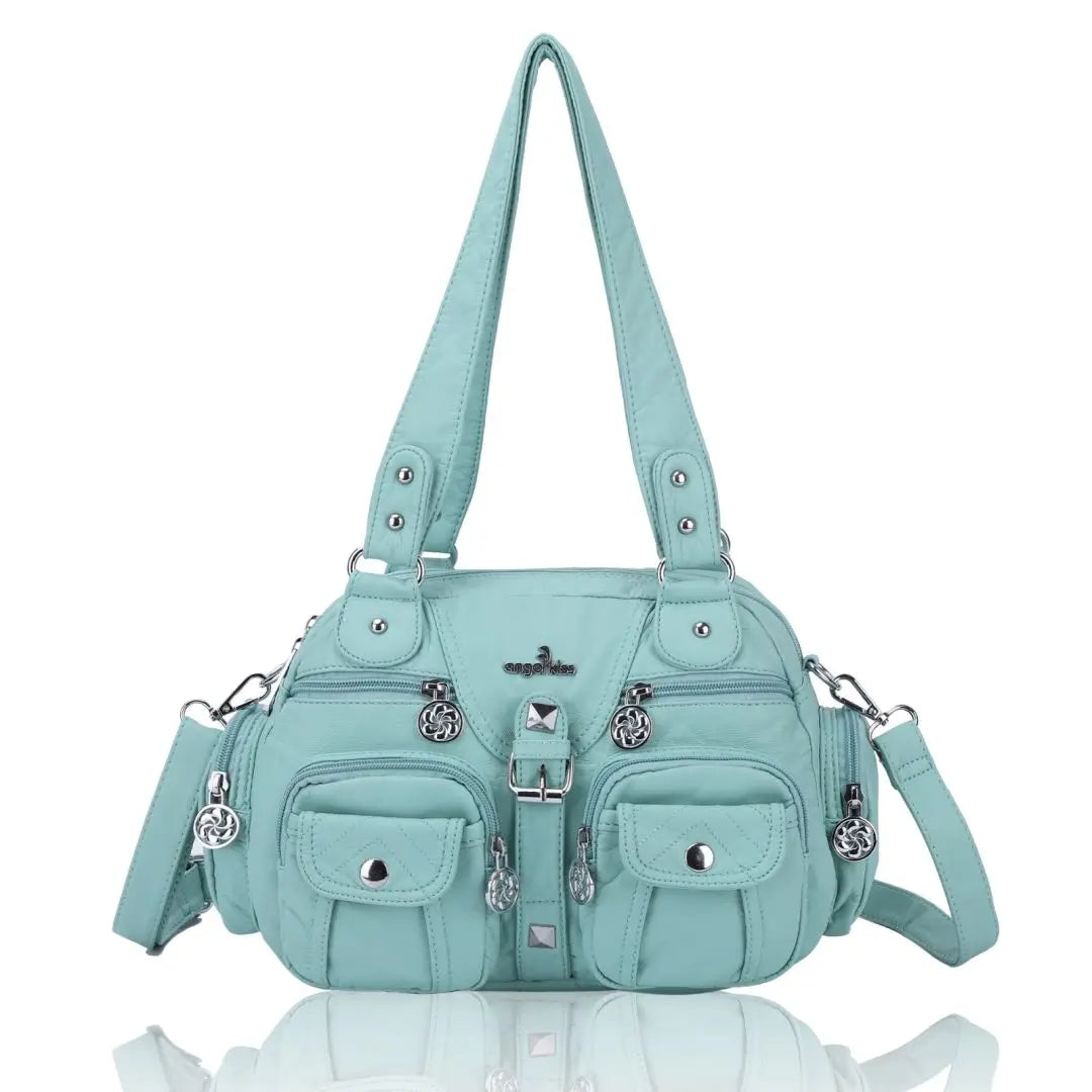 Women Small Handbags Satchel Top-handle Handbag PU Shoulder Bag 8”x11” Dumpling Pack Multi-pockets Shoulder Bag