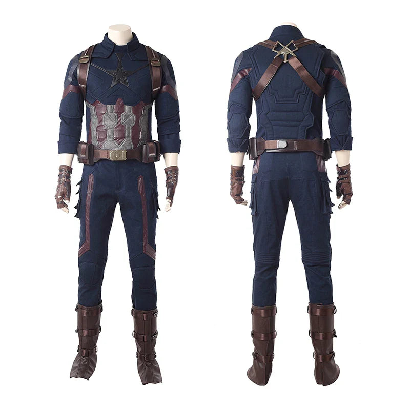 Movie Infinity War Superhero Captain Steve Rogers Cosplay Costume Men Outfit for Adult Men Halloween Uniforms Free Custom Made
