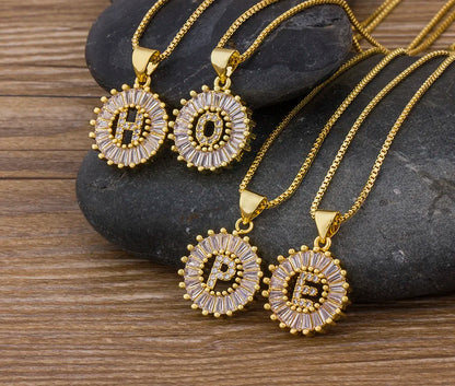 2 Colors Initial Letter Pendant 26 Letters Charm Name Necklace Top Quality Copper Zircon Jewelry Birthday Gift