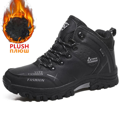Men Winter Snow Boots Waterproof Leather Sneakers Super  Warm Men's Boots Outdoor Male Hiking Boots Work Shoes Size 39-47