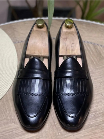 Spring Men Office Work Formal Shoes Slip On Loafers White Moccasin Gommino Wedding Vintage Tassels Genuine Leather Dress Shoes