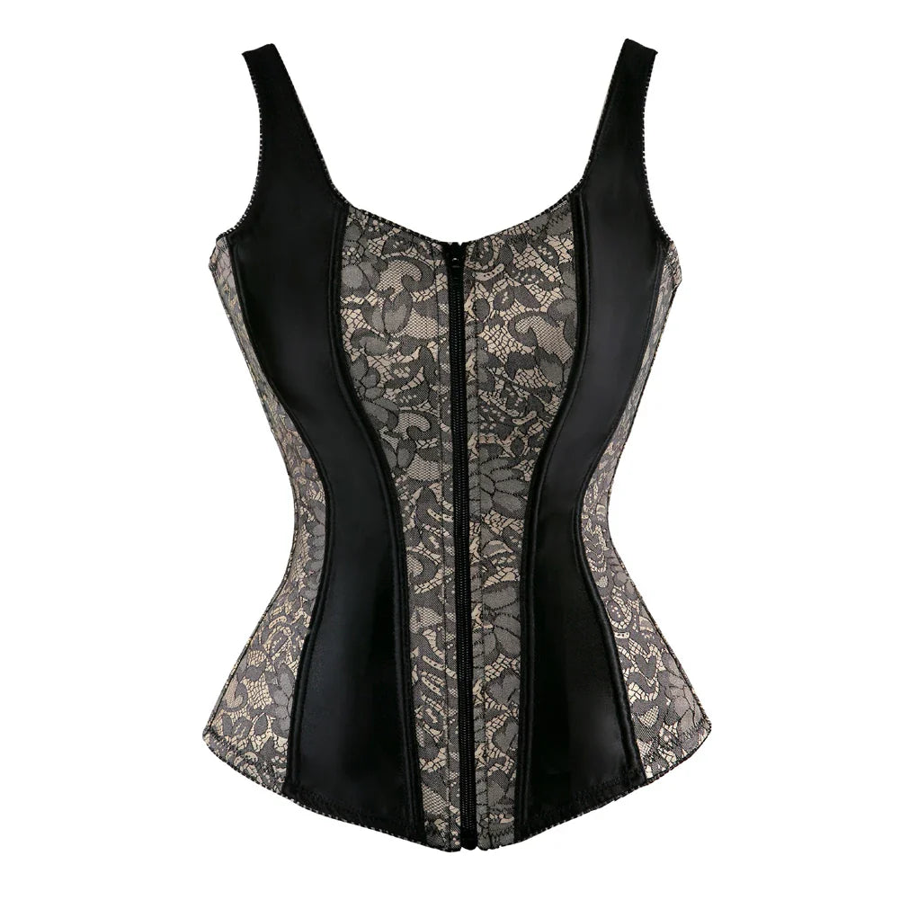 Overbust Corset Top with Straps Jacquard Corset Bustier Zipper Plus Size for Women Corset Dress with Skirt Black Red purple