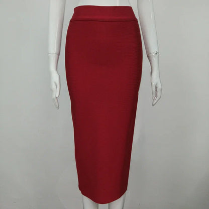 Women Candy Color Sexy Neon Green Brown Orange Yellow Knee Length Bandage Pencil Skirt 2020 Designer Skirt Faldas 78cm
