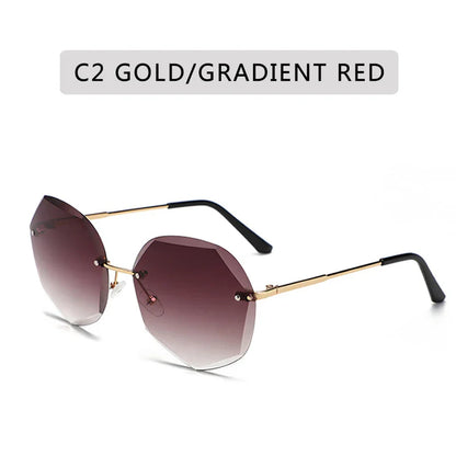 Sunglasses Women Ocean Water Cut Trimmed Lens Metal Temples Sun Glasses