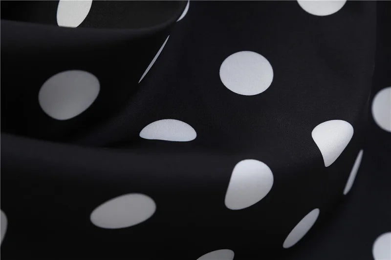 Women Vintage Long Sleeve Polka Dot Dress Spring Autumn New Year Party Dresses 3XL Black Vestidos