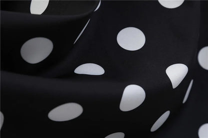Women Vintage Long Sleeve Polka Dot Dress Spring Autumn New Year Party Dresses 3XL Black Vestidos
