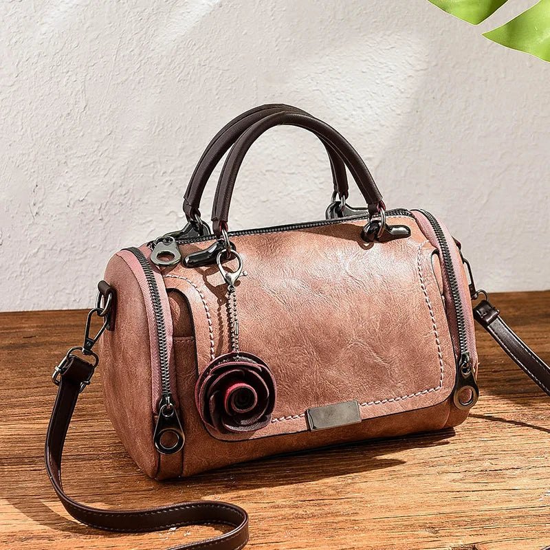 flowers Pendant Handbag Women's fashion Boston bags single shoulder bag ladies crossbody bag PU messenger bag