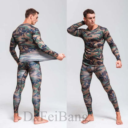 Quick Dry Camouflage Men's Running Sets Compression Sports Suits Skinny Tights Clothes Gym Rashguard Fitness Sportswear Men 2021