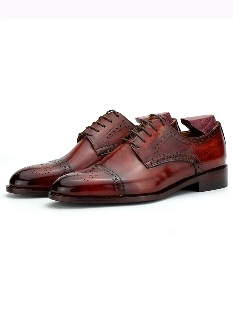 Men's Leather Brogues Dress Classic Office Formal Shoes Business Social Male Leather Wedding Shoes For Men Elegant DE03