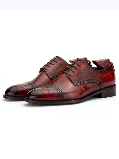 Men's Leather Brogues Dress Classic Office Formal Shoes Business Social Male Leather Wedding Shoes For Men Elegant DE03