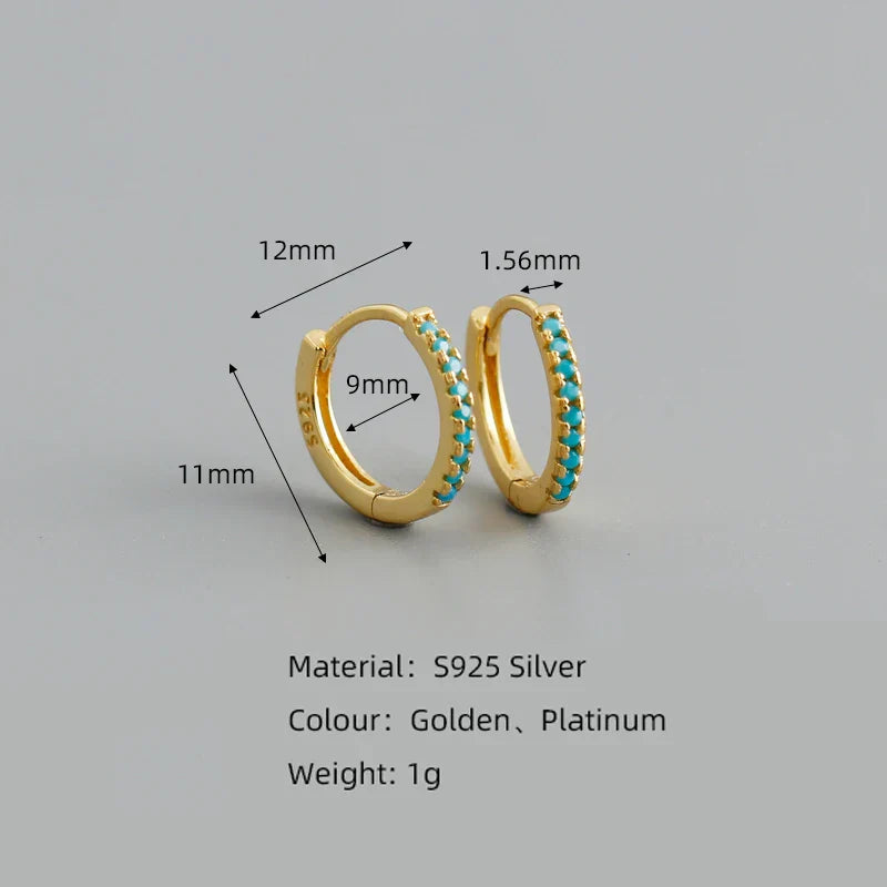 New Arrival Fashion Korean Blue Zircon Spike Geometric Stud Earrings for Women Real 925 Sterling Silver Gothic Jewelry
