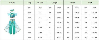 Jasmine Princess Dress Princess Dress Up Of Aladdin The Magic Lamp Costume Girls Birthday Party Halloween Fantasy Top Pants
