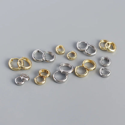 925 Sterling Silver Minimalism Punk Rock Wide Hoop Earrings for Women Men Fashion Gothic Bohe Huggie Ear Buckle Jewelry
