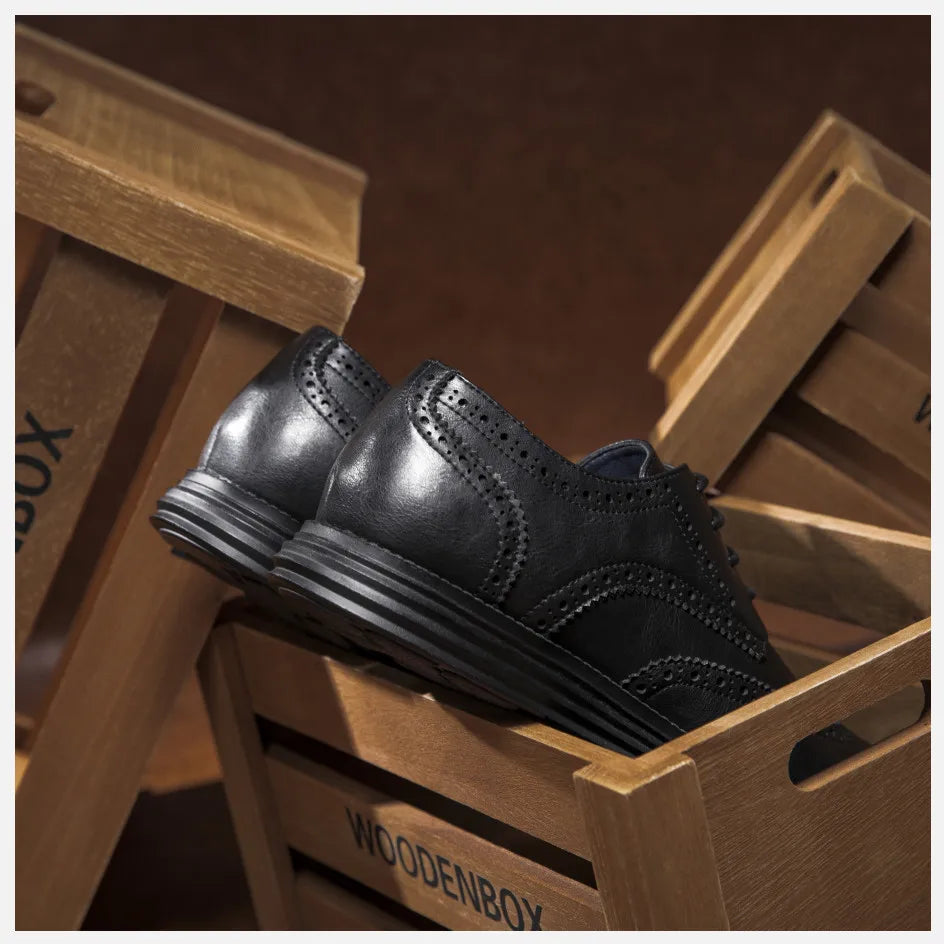 Sapatos Sociais Masculinos de Couro Genuíno Sapatos Casuais Confortáveis Masculinos Sapatos de Trabalho de Escritório Elegantes com Cadarço Masculinos