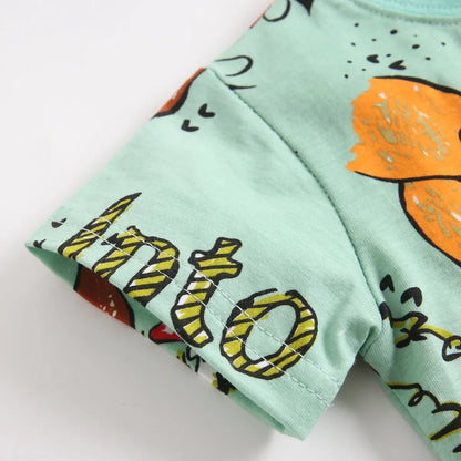 Infants Boys Clothing Sets Cotton Short Sleeve Baby Tops + Shorts 2Pcs Newborn Cartoon Clothes