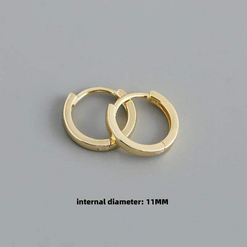 925 Sterling Silver Minimalist Punk Rock Circle Hoop Earrings for Women Men Goth Piercing Ear Buckle Charm Fine Jewelry