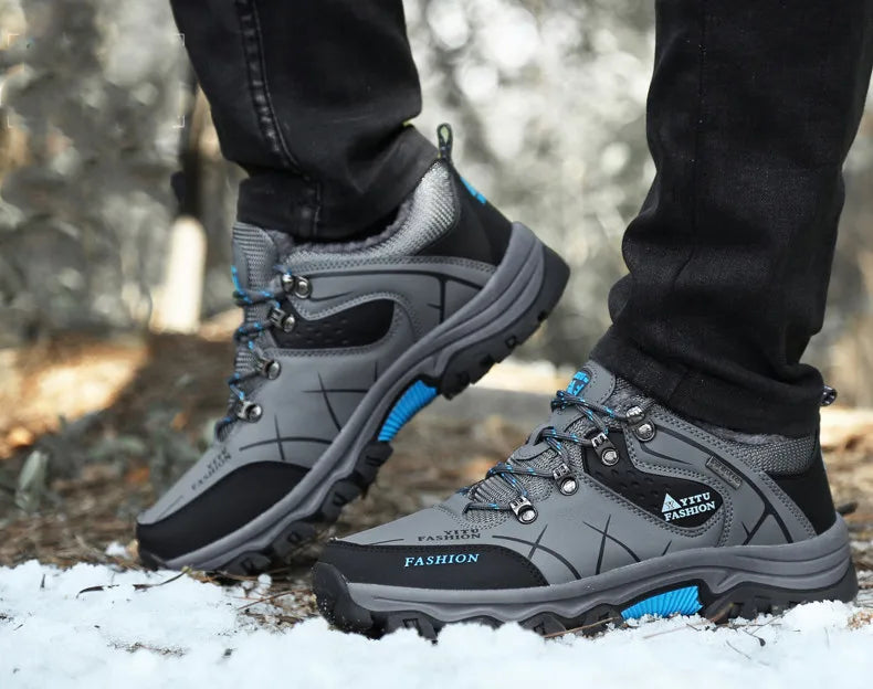 Men Winter Snow Boots Waterproof Leather Sneakers Super  Warm Men's Boots Outdoor Male Hiking Boots Work Shoes Size 39-47