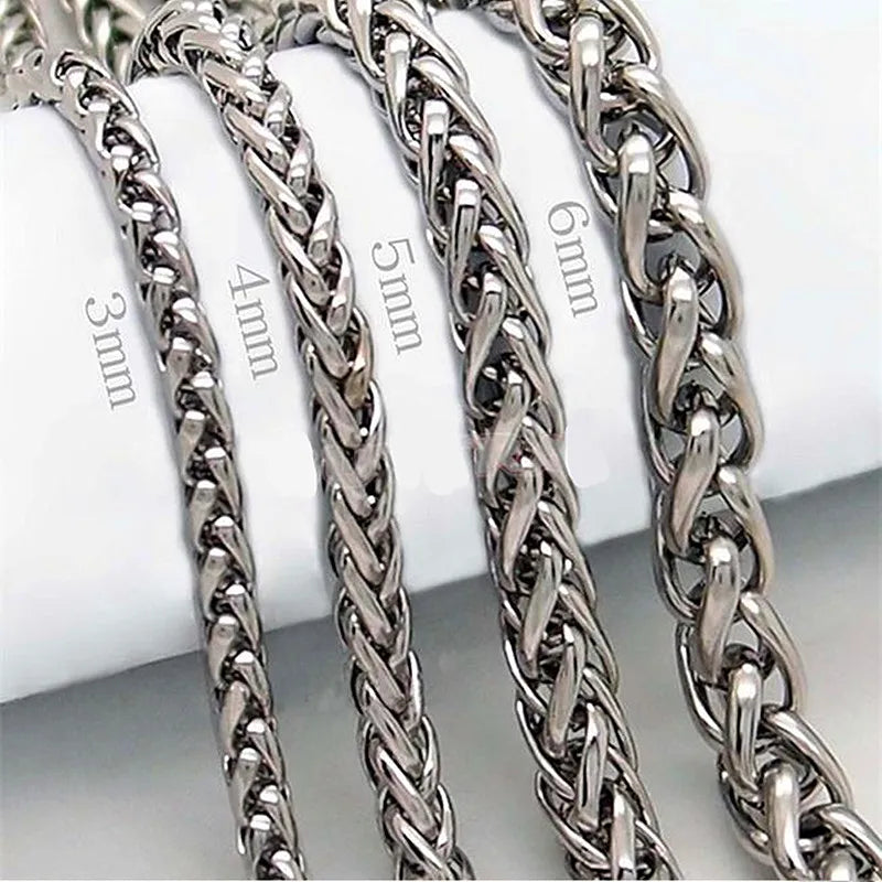 STAINLESS STEEL SILVER COLOR TWIST ROPE CHAIN NECKLACE FOR MEN Women HIP HOP PUNK Jewelry Accessories 3/4/5/6/8MM Thick