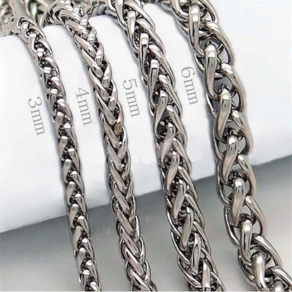STAINLESS STEEL SILVER COLOR TWIST ROPE CHAIN NECKLACE FOR MEN Women HIP HOP PUNK Jewelry Accessories 3/4/5/6/8MM Thick