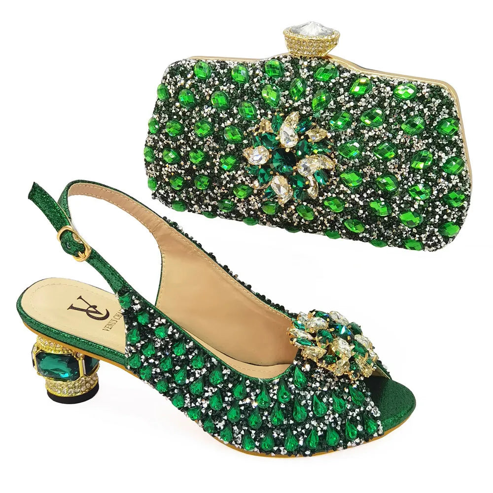 Silver Color Nigerian Women's Shoes and Bags Party  African Fashion Shoes and Bags Wedding Shoes and Bags