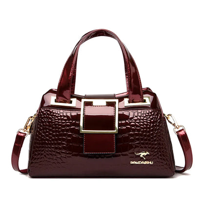 2 layer Large Capacity Tote Bag Luxury Handbags Women Bags Designer Crocodile Pattern Ladies Boston Shoulder Bag High Quality