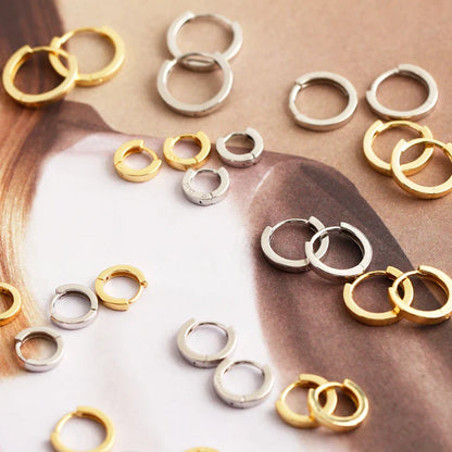 925 Sterling Silver Minimalist Punk Rock Circle Hoop Earrings for Women Men Goth Piercing Ear Buckle Charm Fine Jewelry