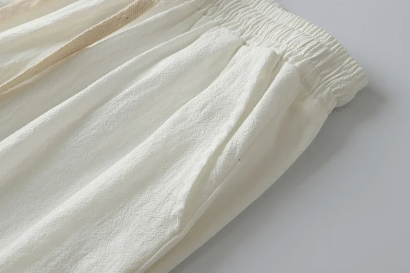 Cotton Linen Short Men Length Knee  8XL 9XL 13XL 170KG Large Size High Waist Shorts Male Long Men's Summer Breeches