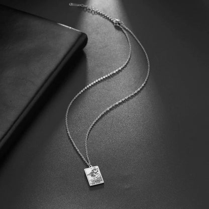 Tarot Cards Necklace Women Stainless Steel Necklace Wealth Amulet Classic Tarot Major Arcana Divination Charm Jewelry