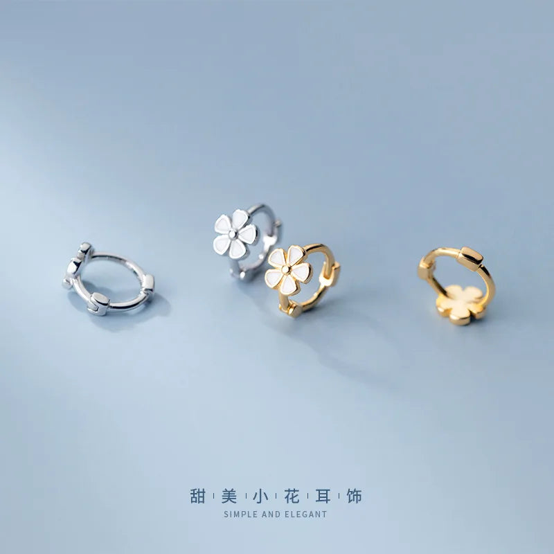 Genuine 925 Sterling Silver Sweet Romantic Flower Ear Buckle for Women Korean Girl Fashion Birthday Earring Jewelry Gift