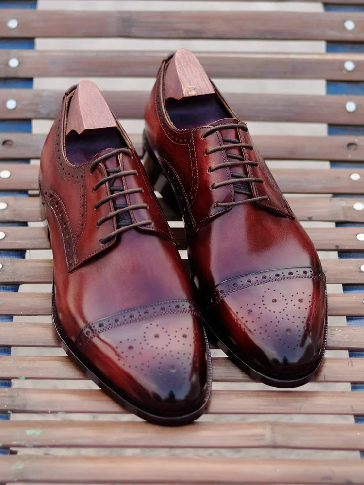 Men's Leather Brogues Dress Classic Office Formal Shoes Business Social Male Leather Wedding Shoes For Men Elegant DE03