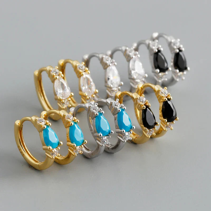 New Arrival Fashion Korean Blue Zircon Spike Geometric Stud Earrings for Women Real 925 Sterling Silver Gothic Jewelry