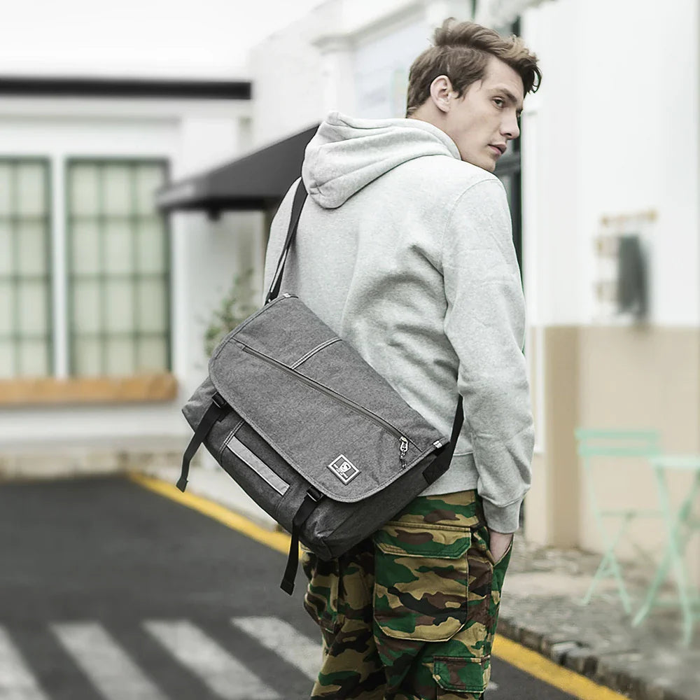 15 Inch Laptop Men Messenger Bag Fashion Travel Sling Shoulder Bag Men's Canvas Briefcase Male Crossbody Pack For Teenages