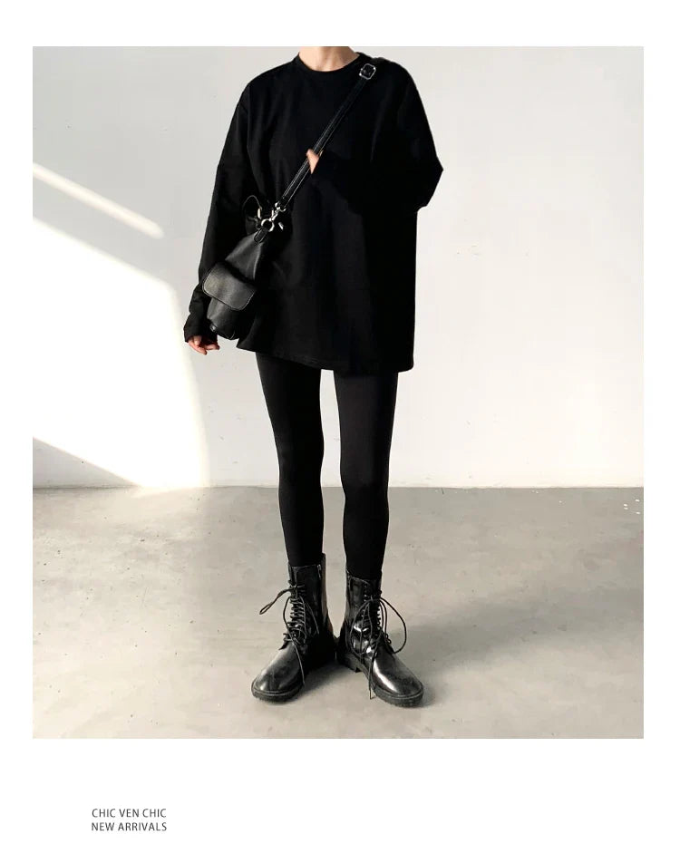 Spring Autumn Women's Solid Color Loose Long Sleeve T-shirt O-neck Basic Top Bottomed Shirt Casual  Tshirt Woman Female