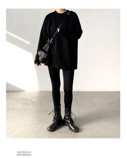 Spring Autumn Women's Solid Color Loose Long Sleeve T-shirt O-neck Basic Top Bottomed Shirt Casual  Tshirt Woman Female