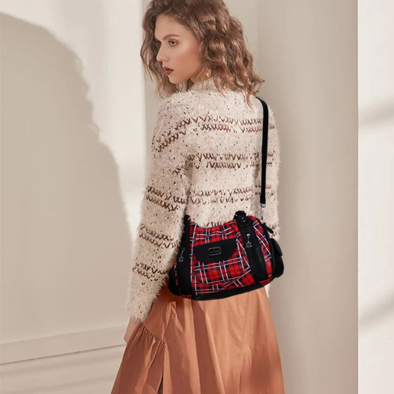 Women Handhag Designers Luxury Hand bags Fashion Women Plaid Shoulder Bags Female Top-handle Bags Large Purse Hobos