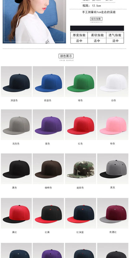 Man Plus Size Baseball Caps Adult Flat Peak Hip Hop Fitted Hat Men Women Large Size Snapback Cap size 6 3/4 to size 8