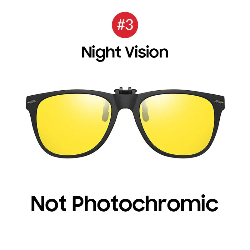 Men Photochromic Polarized Lens Flip Up Clip on Sunglasses Women Driving Sun Glasses with Clips 2026 Trending Product