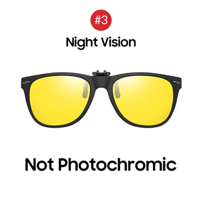 Men Photochromic Polarized Lens Flip Up Clip on Sunglasses Women Driving Sun Glasses with Clips 2026 Trending Product