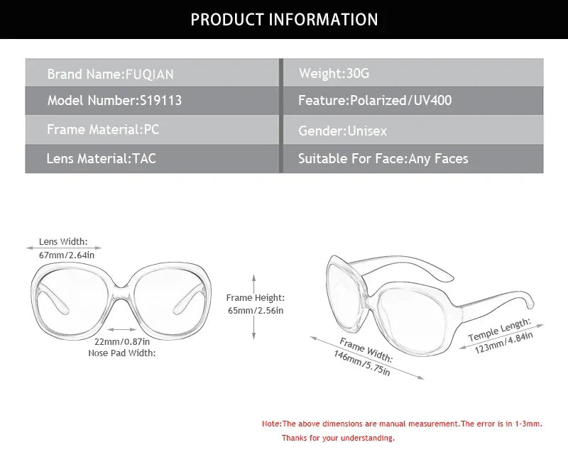 Design Elegant Polarized Oversized Round Sunglasses Women Simple Fashion Big Plastic Ladies Sun Glasses UV400