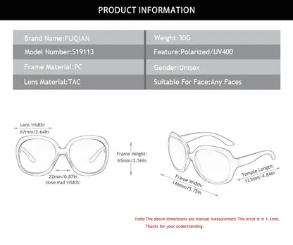 Design Elegant Polarized Oversized Round Sunglasses Women Simple Fashion Big Plastic Ladies Sun Glasses UV400