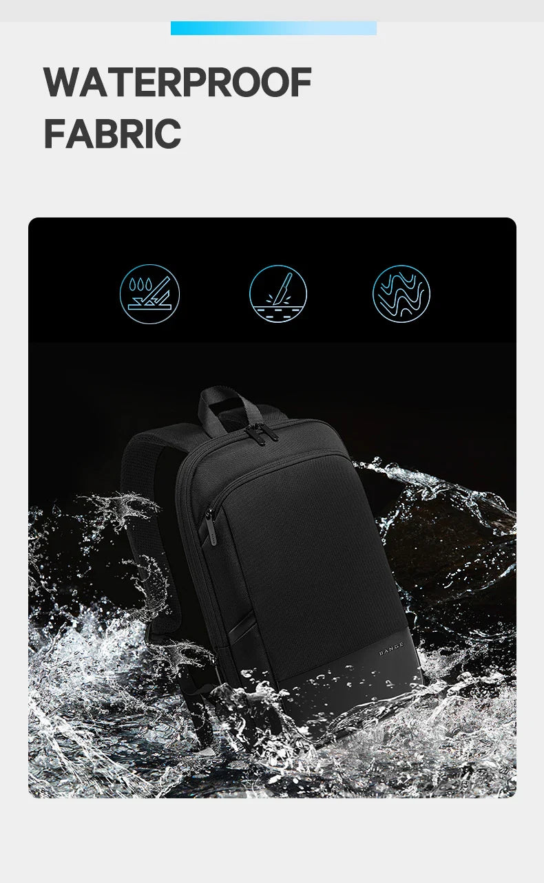 Slim Men Business Expandable Waterproof 15.6" Laptop Backpack Fashion Male Travel Light Scalable Shoulder Bags for Men