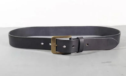 Luxury Handmade Leather Copper Buckle Man's Belt Cinturon Gotico Cowhide Retro All-match Casual Jeans Soft Belt ABC