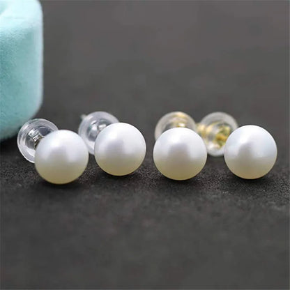 Natural Freshwater Pearl Stud Earrings Real 925 Sterling Sliver Earring Cultured White Pearl for Women Earring Jewelry Wholesale