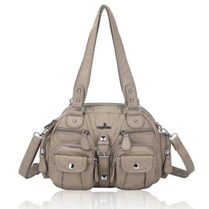 Women Small Handbags Satchel Top-handle Handbag PU Shoulder Bag 8”x11” Dumpling Pack Multi-pockets Shoulder Bag