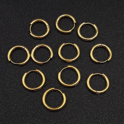 10pcs/lot Stainless Steel Hoop Earrings 2.5mm 2.0mm Thick for Men Women Blue Black Gold Colorful Round Circle Earring Wholesale