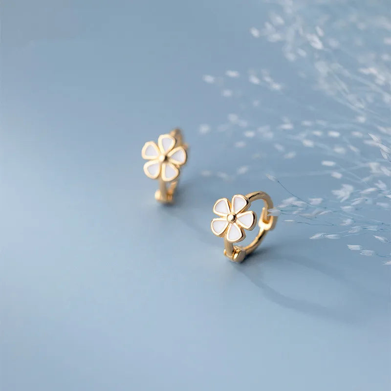 Genuine 925 Sterling Silver Sweet Romantic Flower Ear Buckle for Women Korean Girl Fashion Birthday Earring Jewelry Gift
